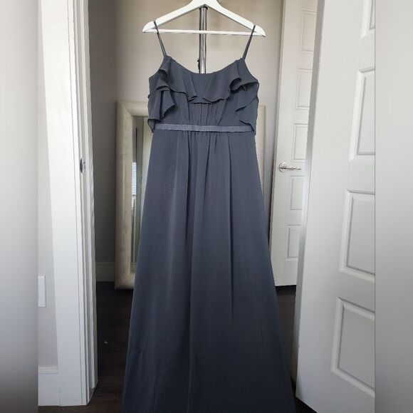 David's Bridal Gray Ruffle Maxi Dress - Picture 8 of 8